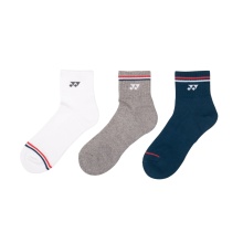 Yonex Sportsocken Quarter 2024 weiss/grau/blau Herren - 3 Paar